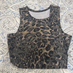 Leopard Print Crop Top - Black and Brown
